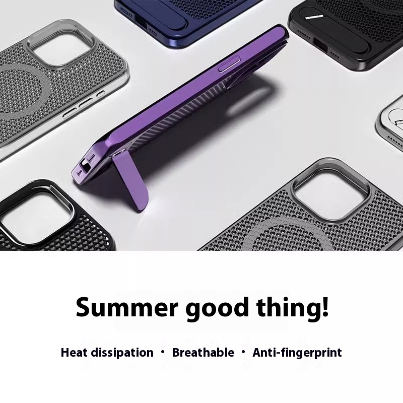 Bracket Phone Case Suitable Grid Cooling Magnetic Suction - Image 5