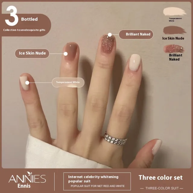 Women's Three color New Ice Jelly Nude Color Gel Nail Polish Suit Elegant White Set - Shop at LoveMi