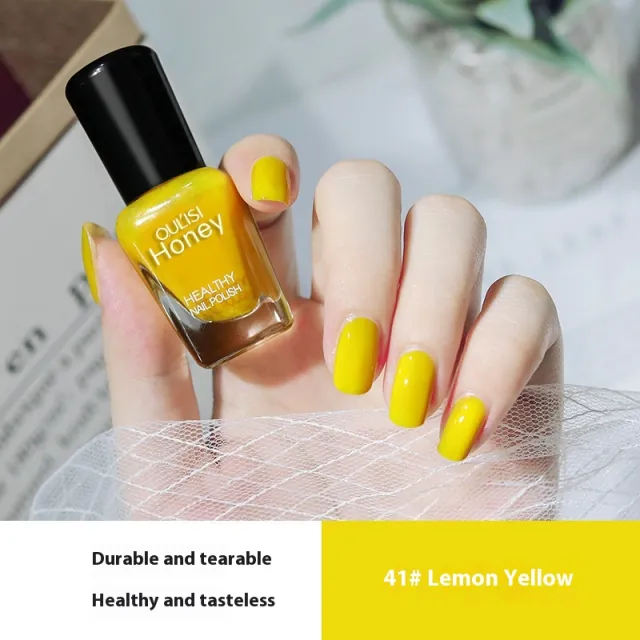 Women's Peelable Lemon Yellow Baking free Nail Polish 41 Lemon Yellow - Shop at LoveMi
