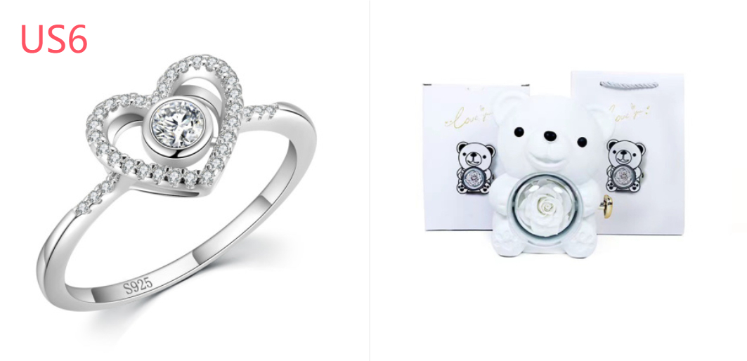 S925 Sterling Silver Love Full Diamond Ring Set