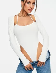 Women's T shaped Bottoming Backless V neck Strap Jumpsuit White - Shop at LoveMi