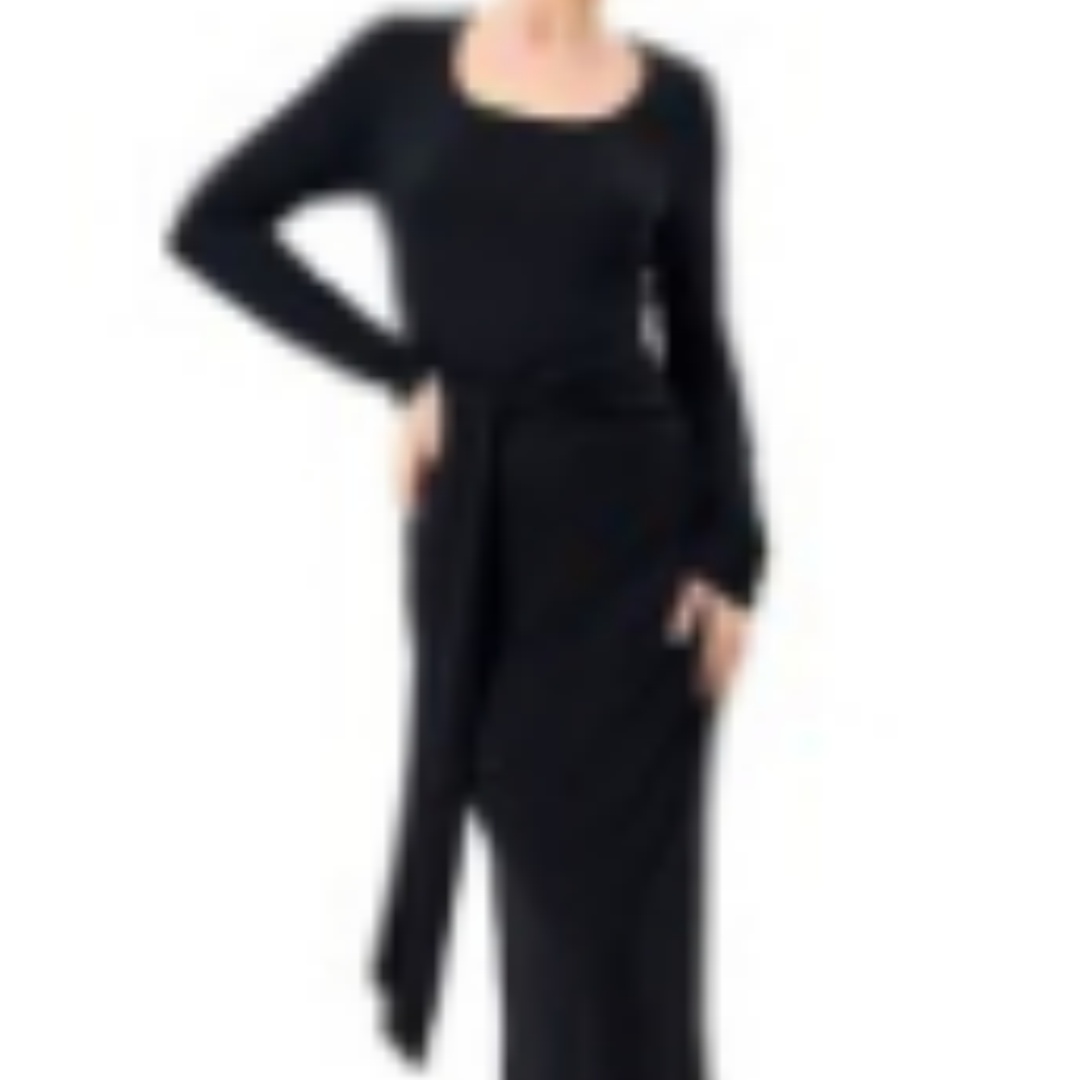 Women's Solid Color Round Neck Long Sleeve Lace-up Dress