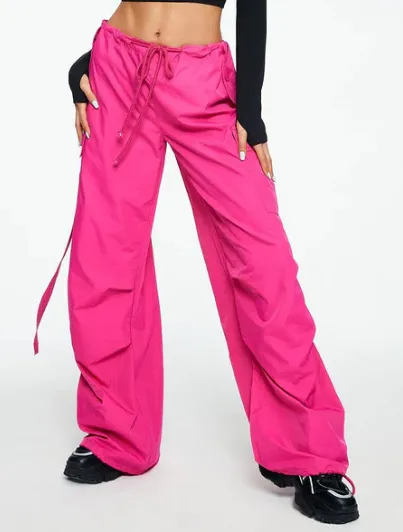 Overalls Women's Drawstring Casual Long Pants Red - Shop at LoveMi