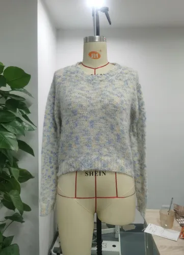 Women's Loose Long Sleeve Round Neck Knitted Sweater Multicolor - Shop at LoveMi
