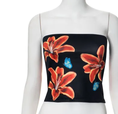Fashion Style Cool Straight Spray Tube Top Black - Shop at LoveMi