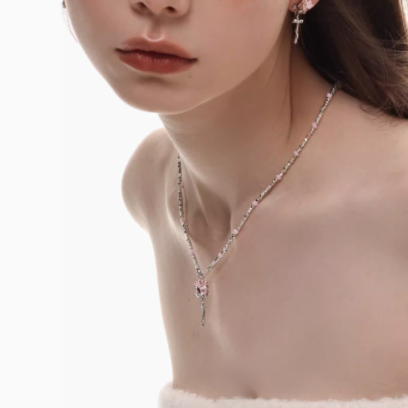 Spring And Summer Bead Color Matching Necklace Collarbone Chain For Women
