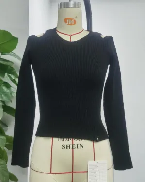 Pullover Off the shoulder Bottoming Shirt Women's Long sleeved Sweater Black - Shop at LoveMi