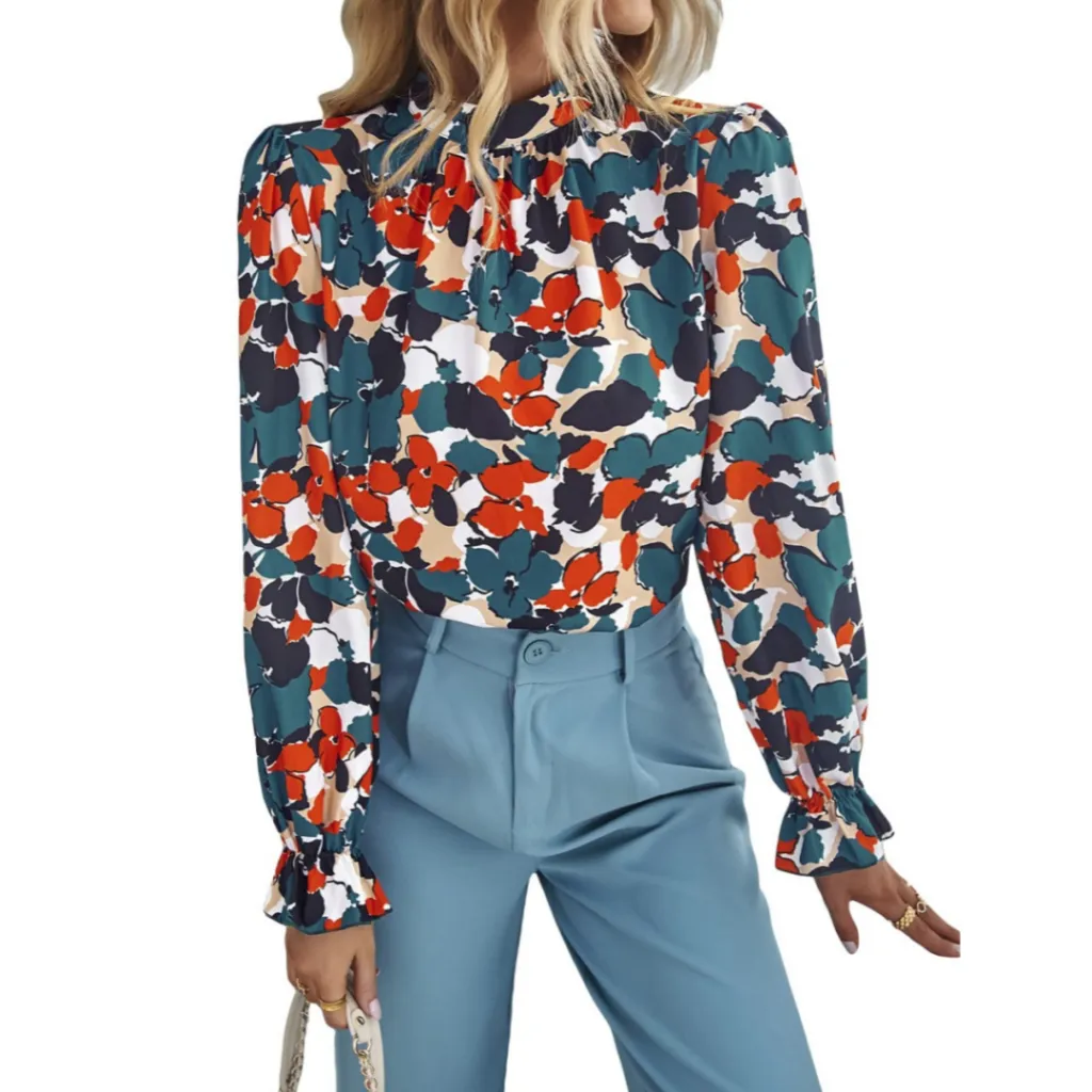 Printed Top Casual Vacation Shirt Fashion Women's Wear - Green