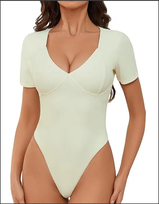 Short Sleeve Body shaping Corsets Women's Slim Fit One piece Top Beige - Shop at LoveMi
