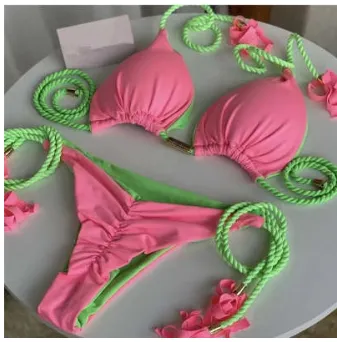 Braided Bikini Triangle Bag Swimsuit Green - Shop at LoveMi