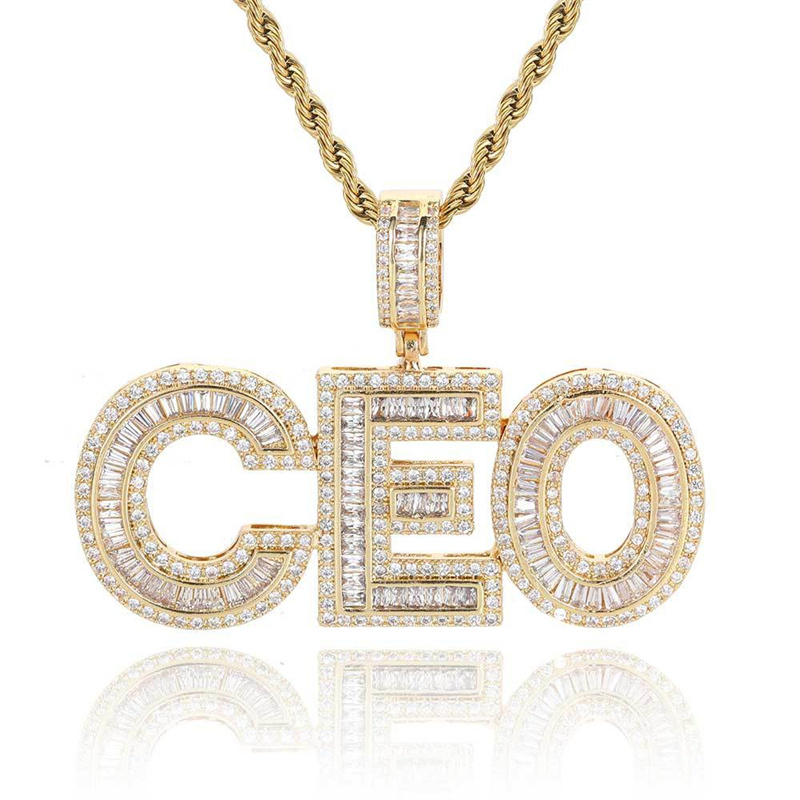 Ice Candy Alphanumeric Patchwork Pendant Micro Zirconia Necklace