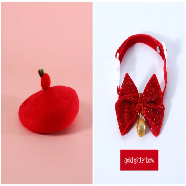 Pet Wool Cartoon Colored Bud Hat Red Set - Shop at LoveMi