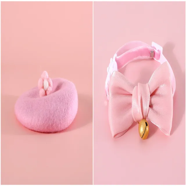Pet Wool Cartoon Colored Bud Hat Pink Set - Shop at LoveMi
