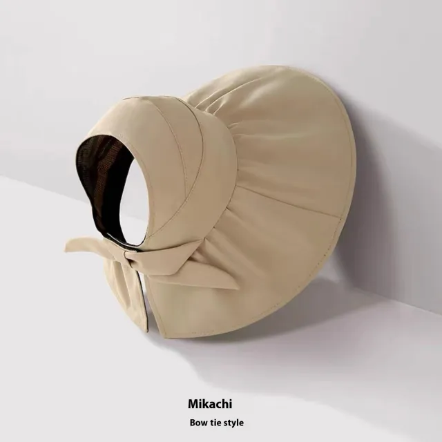 Vinyl Air Top Sun Protection Hat Sun Hat UV Protection Simple Big Brim Beige Khaki - Shop at LoveMi