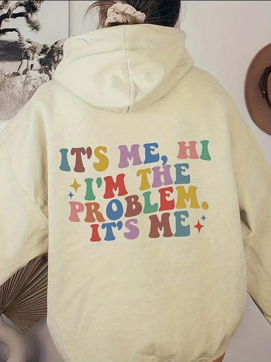 Its Me Letter Printed Hoodie Casual Pocket Long Style 2 - Shop at LoveMi