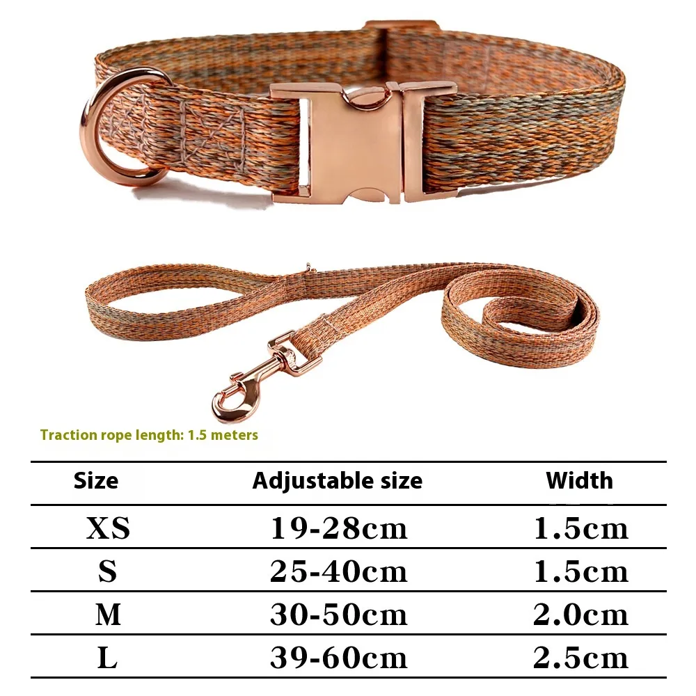 Dog Leash With Engraved Lettering And Anti Lost Collar - Orange Collar Rope - View 1
