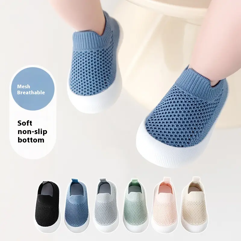 Boys' Soft Bottom Spring And Autumn Non-slip Breathable Flyknit Mesh Toddler Shoes