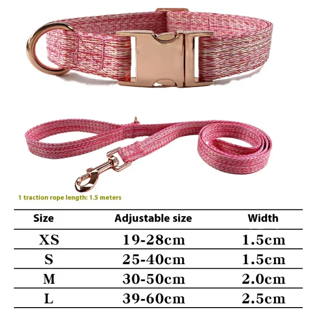 Dog Leash With Engraved Lettering And Anti Lost Collar Pink Collar Rope - Shop at LoveMi