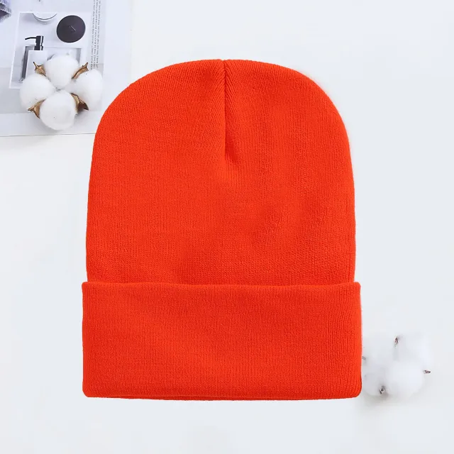 Knitted Hat AutumnWinter Cold Hat Couple Knitted Hat Candy Color Orange - Shop at LoveMi