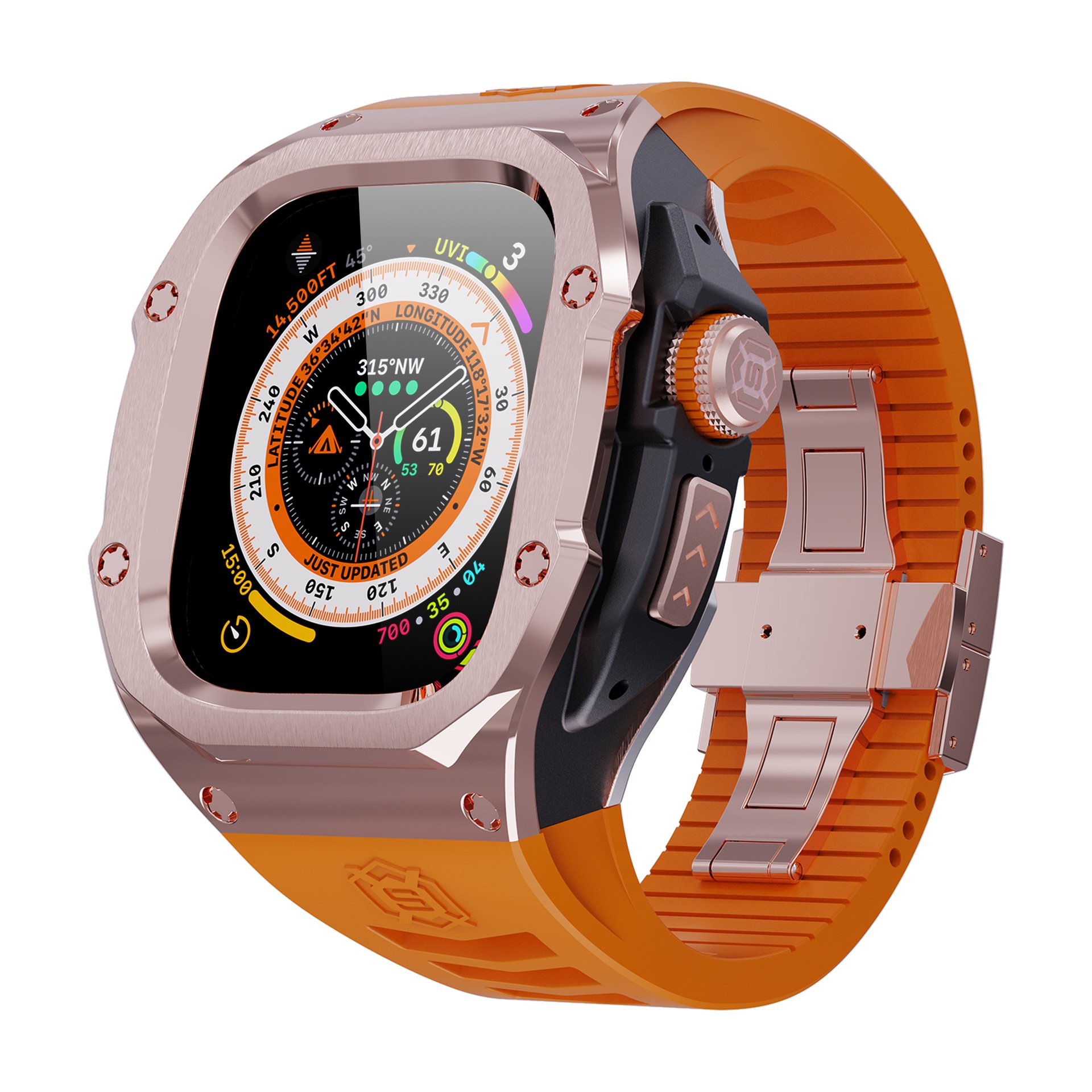 49mm Rose Gold Black Orange