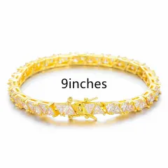 4X4mm Triangle Copper Inlaid Zircon Single Row - 9Inches Bracelet Gold - View 1