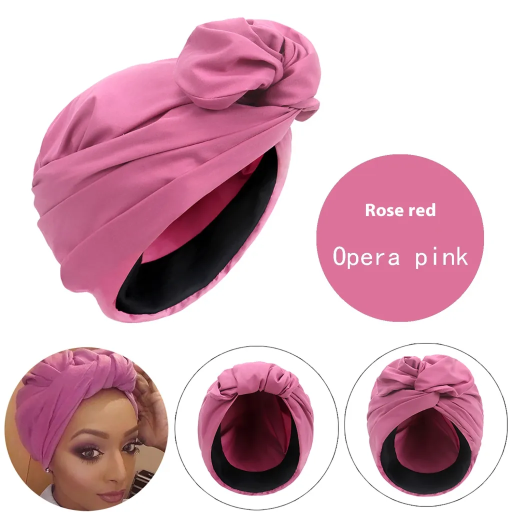 Women's Cross Headscarf Fashion Bag Cap French Retro Headscarf Multi-matching Belt Method - Rose Pink