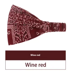 Women's Hair Band European And American Bohemian Style Elastic Elastic Band Paisley - Wine Red - View 1