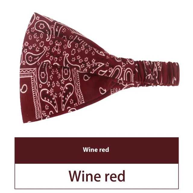 Women's Hair Band European And American Bohemian Style Elastic Elastic Band Paisley Wine Red - Shop at LoveMi