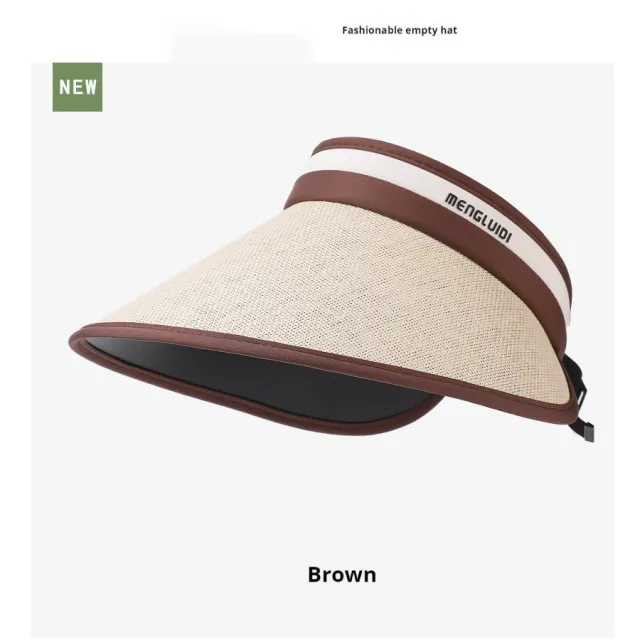 Sun Protection Hat Widened Large Brim Straw Woven Air Top Outdoor Face Covering Folding Coffee - Shop at LoveMi