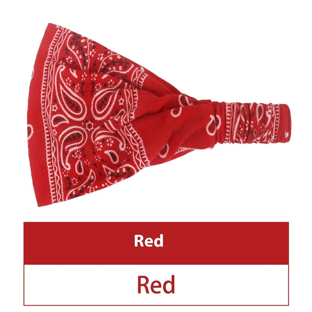Women's Hair Band European And American Bohemian Style Elastic Elastic Band Paisley - Bright Red