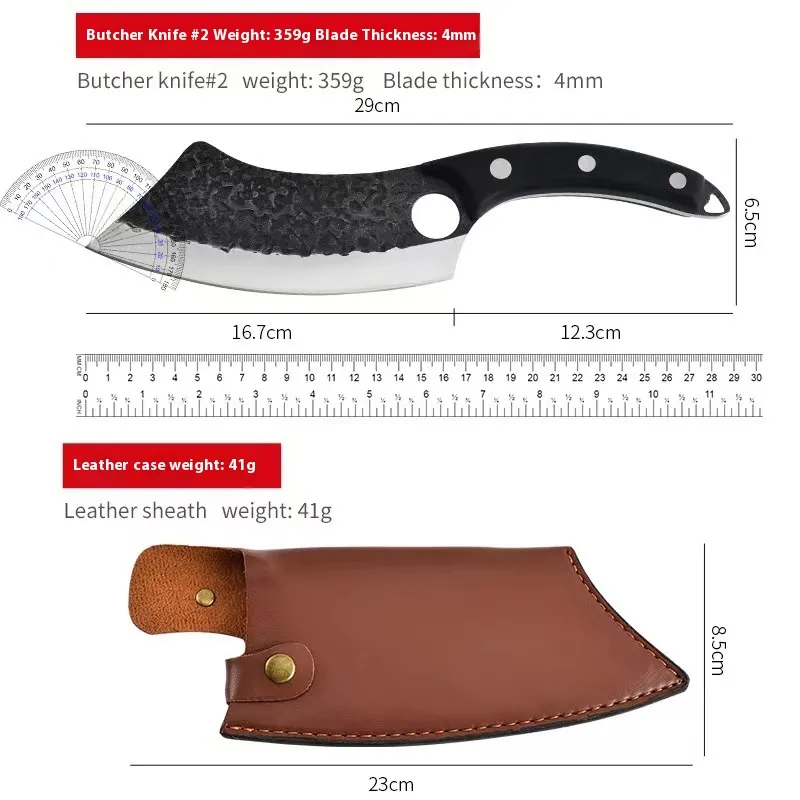 Forging Boning Knife Finger Lock High Carbon Steel Outdoor Machete - Black Color Guibourtia Spp