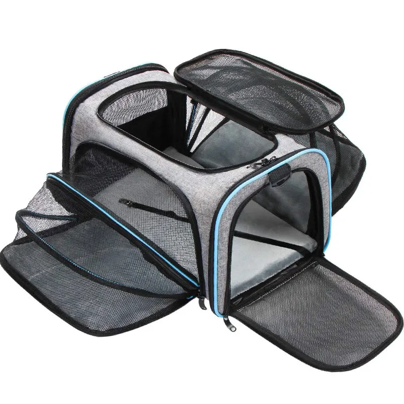 Cat Bag Large Capacity Portable - Gray Blue Edge