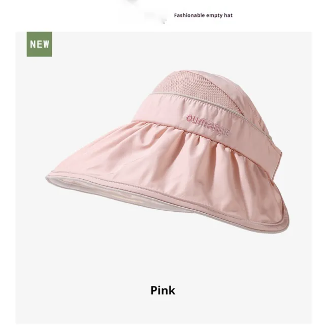UV Protection Air Top Mesh Stitching Sun Hat With Wide Brim Breathable Sun Hat Cherry Blossom Powder M56 To 5 - Shop at LoveMi