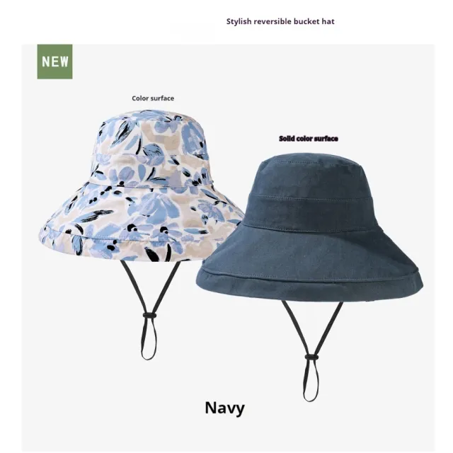 Reversible Fisherman Hat Printed Big Brim Sun proof Navy - Shop at LoveMi
