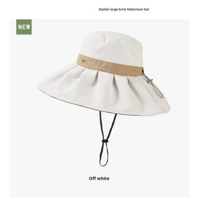 Velvet Vinyl Big Brim Fisherman Hat Outdoor Casual Sun Protection Beige - Shop at LoveMi