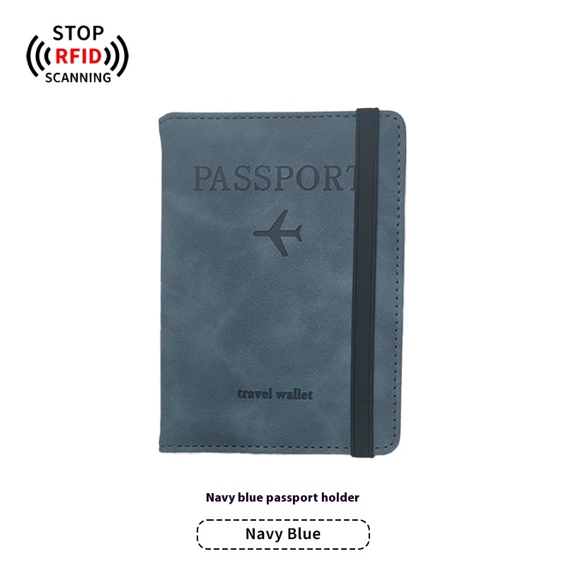 Navy Blue Strap Passport Cover