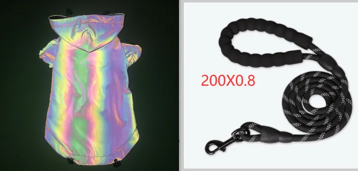 Fashion Dog Clothes Pet Dogs Hoodie for Dog Coat Windbreaker Reflective Clothing - Black Set2