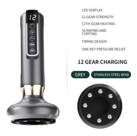 Electric Vacuum Cupping Massager For Body Anti-Cellulite Suction Cup Gua Sha Massage Body Cups Guasha Fat Burning Slimming Jars - Grey