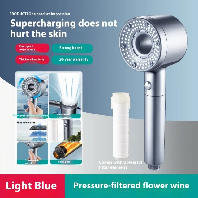 Spray Hair Dryer Shower Head One click Water Stop Boost Nozzle Light Blue - Shop at LoveMi