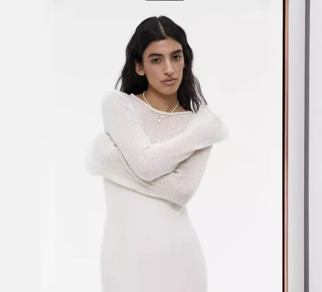 Knitted Hollow out Dress For Vest Skirt Set Women Milky White Separate Sweater - Shop at LoveMi