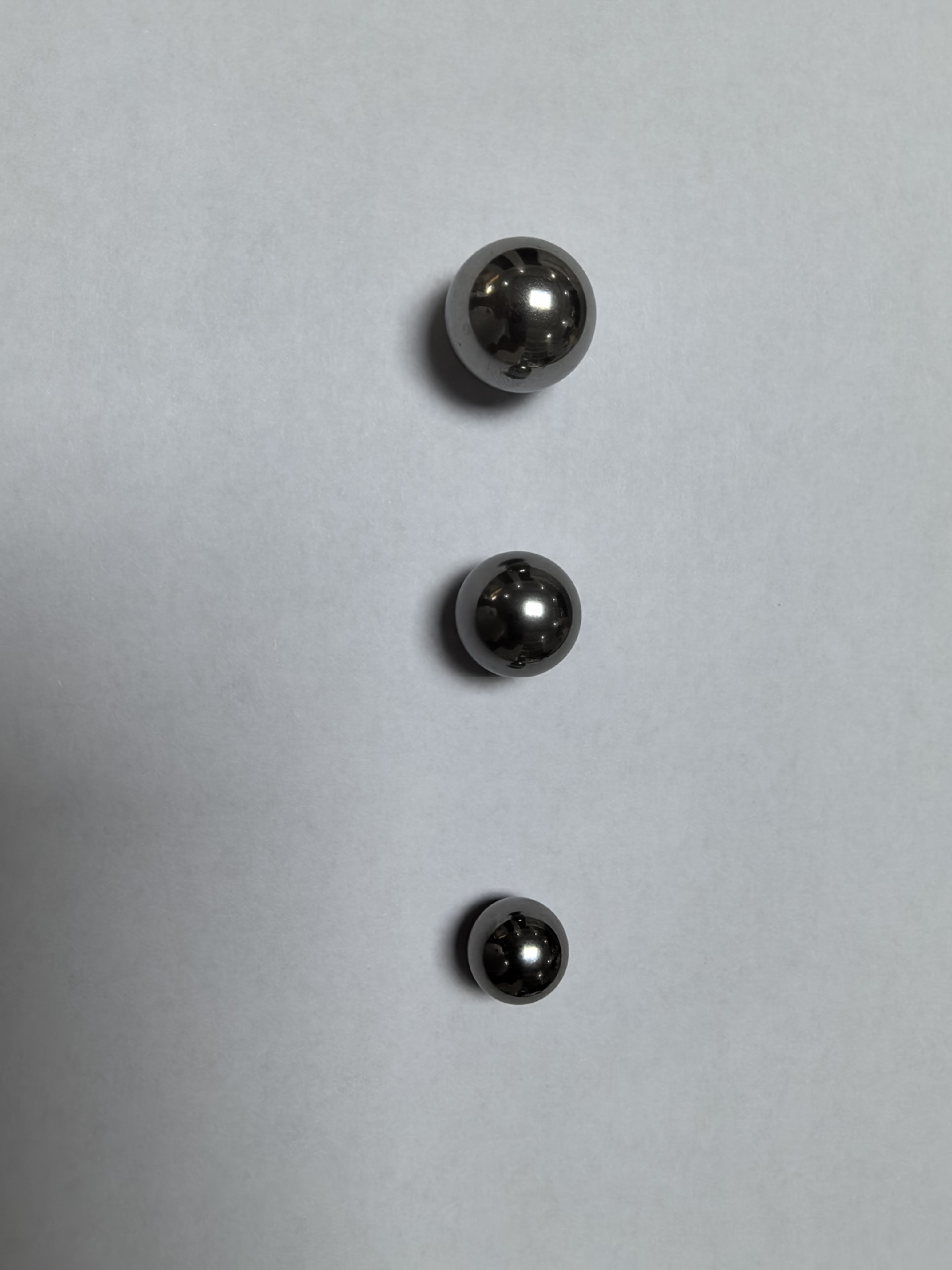 Three types of steel balls