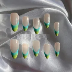 Advanced Almond French Finished Manicure Handmade Custom Wear - Blue Ocean - View 1