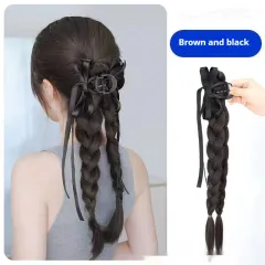Fishbone Twist Braid Ribbon Ballet Wind Natural Sweet Grip - Brown Black - View 1