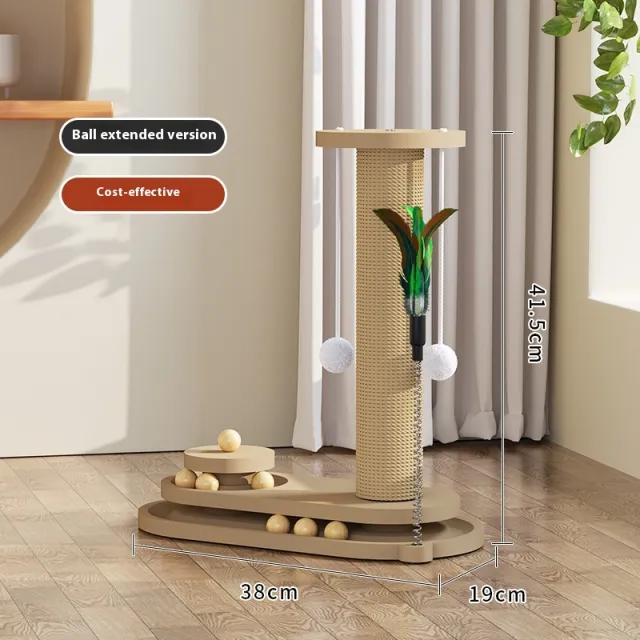 Solid Wood Cat Turntable Scratching Post Durable Toy Density Plate Heightened - Shop at LoveMi