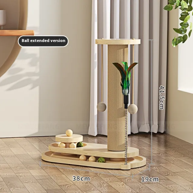 Solid Wood Cat Turntable Scratching Post Durable Toy Oval Turntable Heightened - Shop at LoveMi