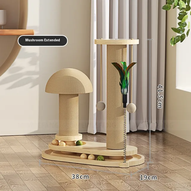 Solid Wood Cat Turntable Scratching Post Durable Toy Mushroom Turntable Heightened - Shop at LoveMi