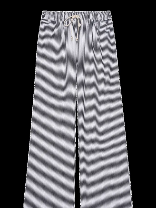 Fashion Women's Wear Striped Drawstring Wide leg Pants For Women Black - Shop at LoveMi