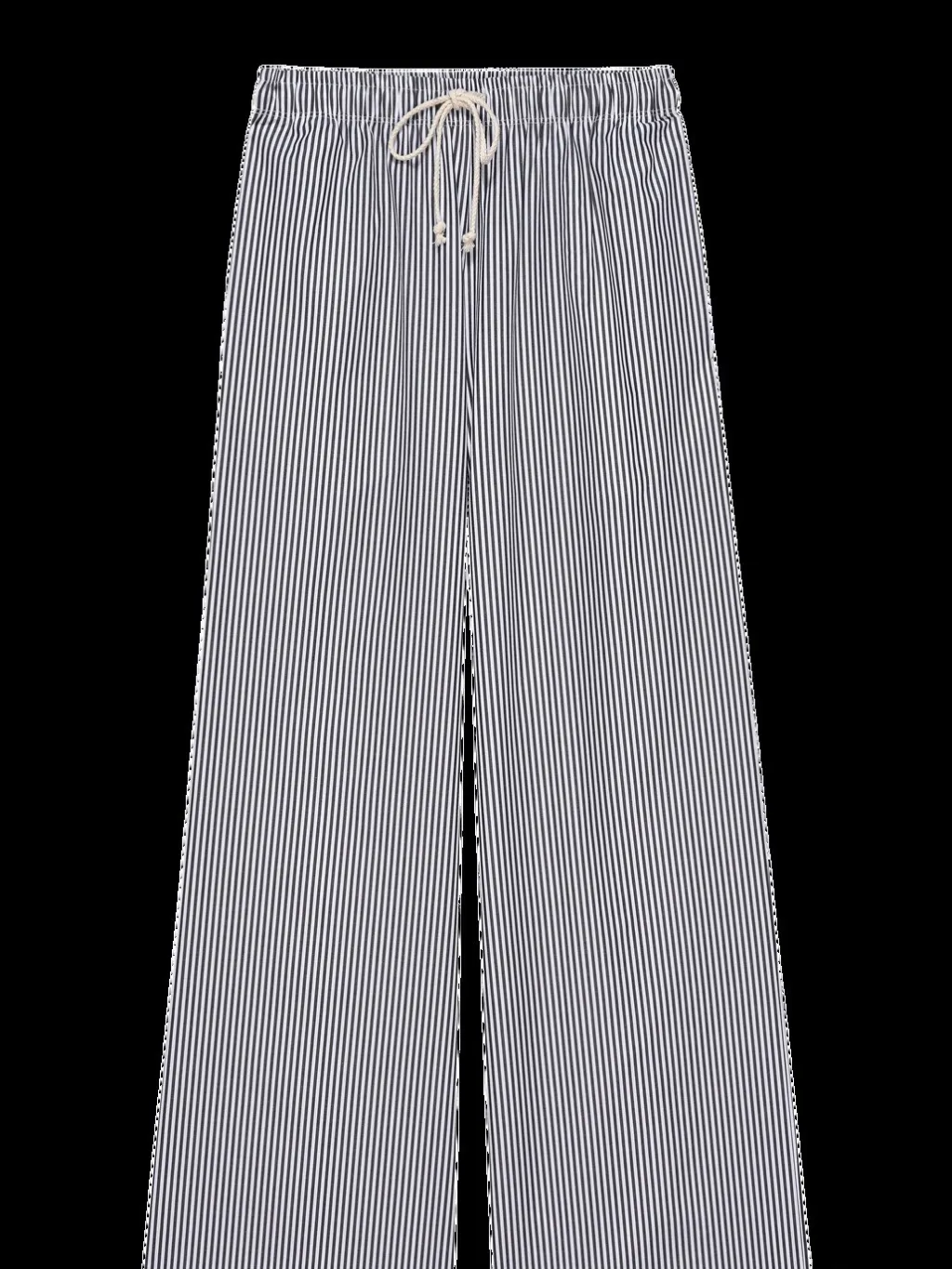 Fashion Women's Wear Striped Drawstring Wide-leg Pants For Women - Black