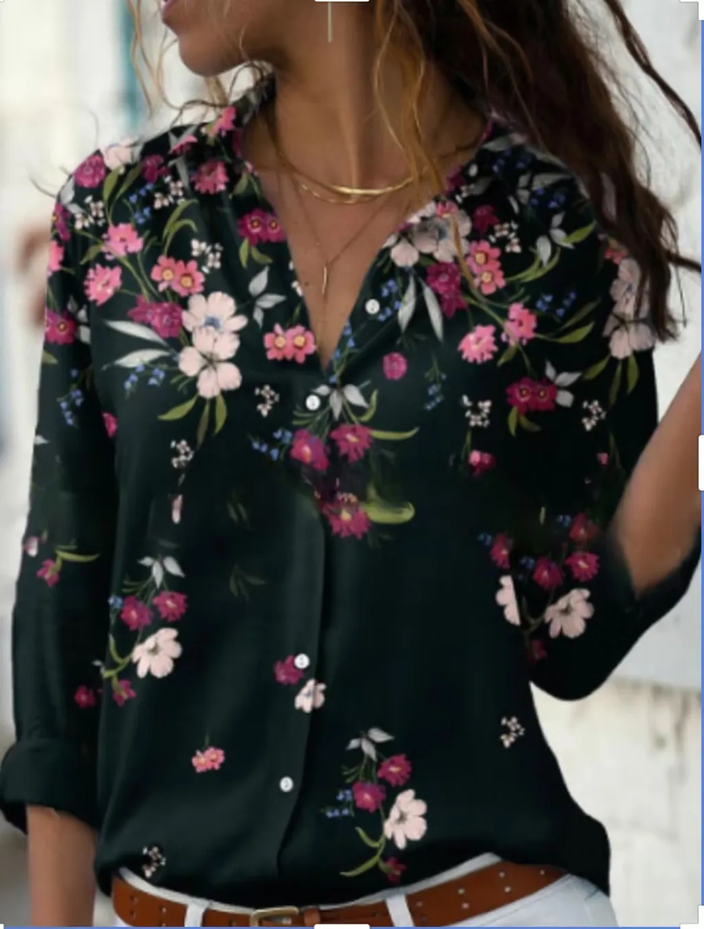 Women's Spring Long Sleeve Shirt Fashion Large Size Printed Top - 29Style-5Xl