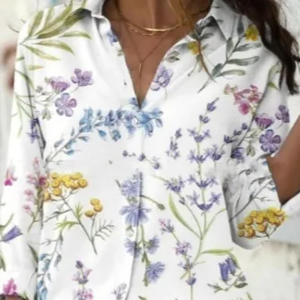 Women's Spring Long Sleeve Shirt Fashion Large Size Printed Top 34Style S - Shop at LoveMi